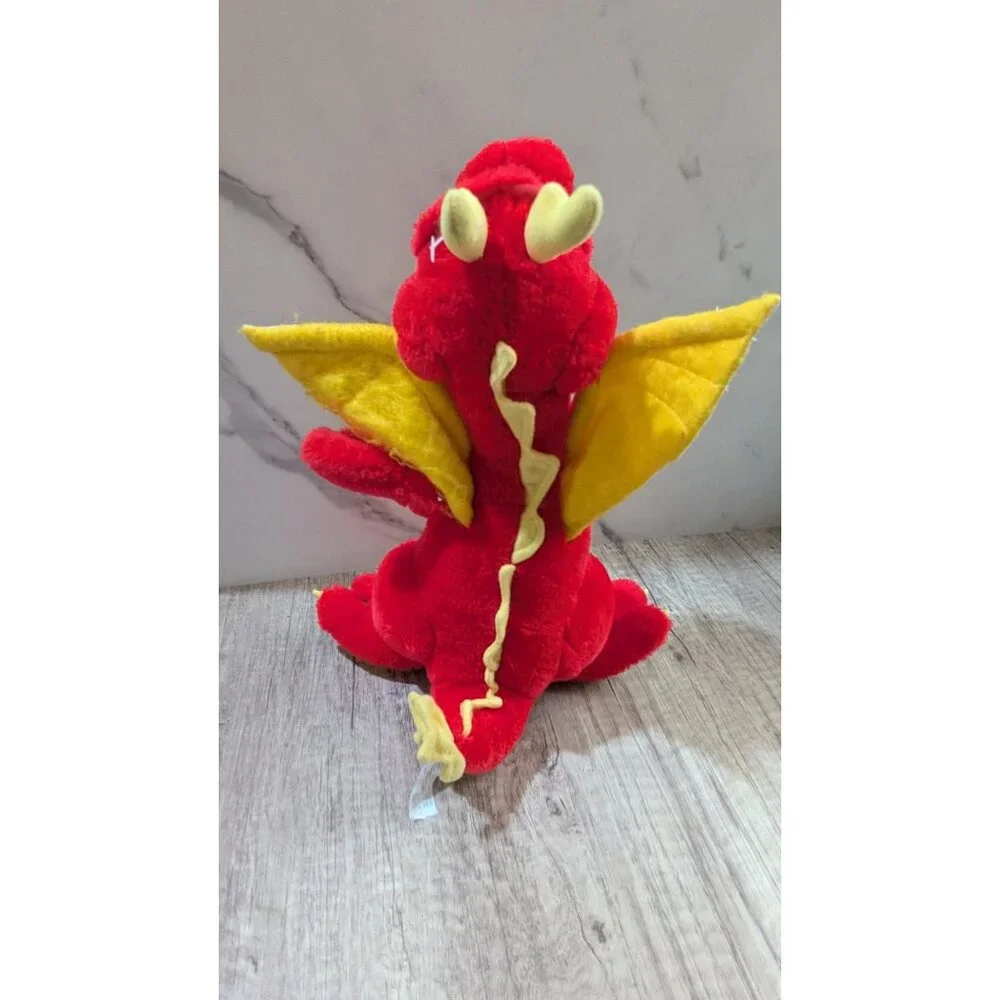 Vintage‎  Toy  Works Red Yellow Plush Dragon Toy Gold Wings 12  Stuffed Animal